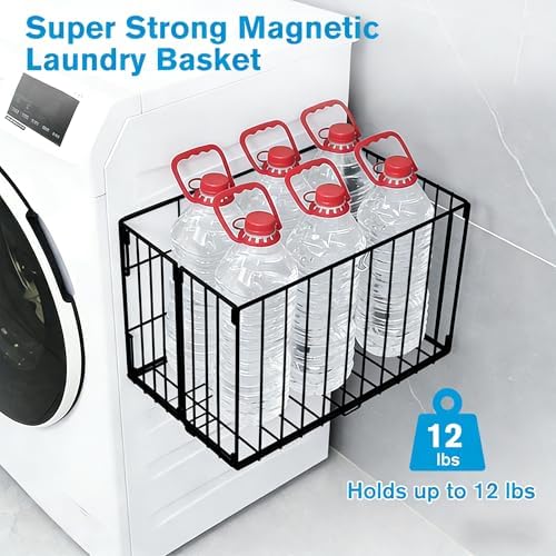 Magnetic Collapsible Laundry Basket, Foldable Metal Laundry Hamper for Washing Machine Side, Space Saving Pop Up Hamper, Laundry Room Organization and Storage (Black) - Image 6