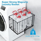 Magnetic Collapsible Laundry Basket, Foldable Metal Laundry Hamper for Washing Machine Side, Space Saving Pop Up Hamper, Laundry Room Organization and Storage (Black) - Image 6