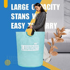 Caroeas Super Large 150L Laundry Hamper Pro, Waterproof Laundry Basket, Clothes Hamper Stands Up Well, Laundry Bag with Padded Handles, Collapsible Laundry Basket Easy Storage (Light Blue) - Image 2