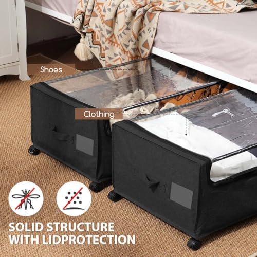 Under Bed Storage with Wheels High Size for Shoe Clothing Storage | Smooth-rolling wheels slide easily under most beds for quick everyday access - Image 4