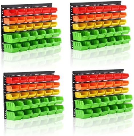 MULSAME Wall Mounted Storage Bins Parts Rack 4 Colors Bin Organizer Garage Plastic Shop Tool, Garage Organizers and Storage (Style-Serene 50.4"*32.4" by MULSAME