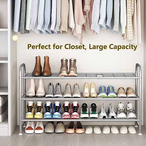 LINZINAR 3 Tier Long Shoe Rack for Closet Metal Shoe Organizer for Entryway - Image 2