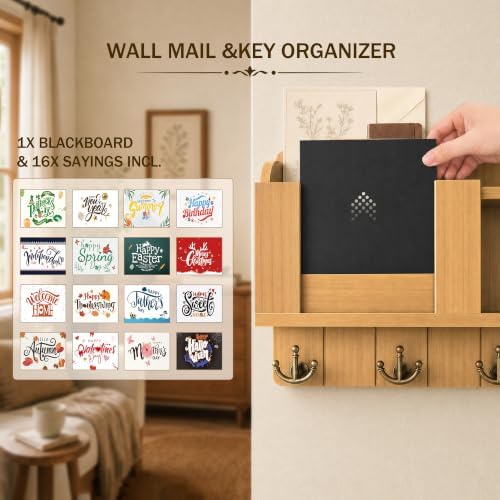 Rebee Vision Key Holder Wall Mount with Chalkboard for Home Decor, Yellow - Image 6