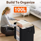 SpaceWhisper 3 Pack 100L Clothes Storage, Foldable Storage Bags, Black | Thick Fabric, Clear Window, with Reinforced Handle, for Clothing, Blanket, Comforters, Bedding Organizing - Image 6