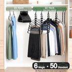HOUSE DAY Space Saving Hangers 6 Pack with 50 Pack Plastic Hangers, Black | Saving Small Closet Space, No Folding Required, Easy Visibility for Dorm, Apartment Storage, Grouped by Color or Daily Outfit - Image 5