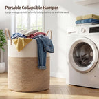 OIAHOMY 60L Nursery Hamper Laundry Basket Laundry Hamper Brown/White - Image 3