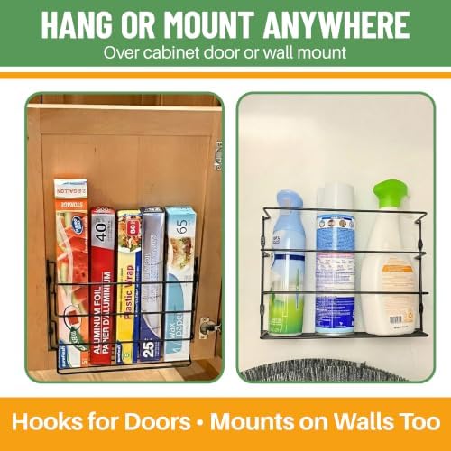 Evelots Kitchen Wrap & Food Bag Organizer Wall/Cabinet Mount, 4-Pack, Black - Image 3