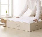 Folding Underbed Shoes Clothes Storage Organizer Basket with Zip Lid,Beige - Image 7