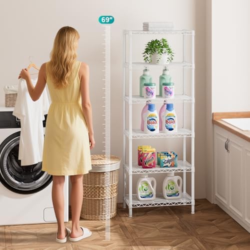 SINGAYE 6 Metal Shelves Wire Shelving Storage Shelf Adjustable Unit Pantry - Image 5