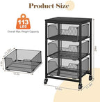 Under Desk Storage Cart with Lockable Wheels, 3-Drawer Rolling Storage Cart, Metal Utility Cart with Drawers for Art, Cart, Classroom, Office, Kitchen, Bedroom, Dorm Storage Under Bed - Image 2