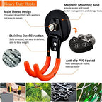 MUTUACTOR Magnetic Hooks Heavy Duty,Strong Anti-Slip Rubber Coated Magnet with Double Garage Hooks,Sturdy Utility Storage Hooks for Workbench Pegboard Garden Hose Toolbox(2PCS,J-Shape,Orange) - Image 3