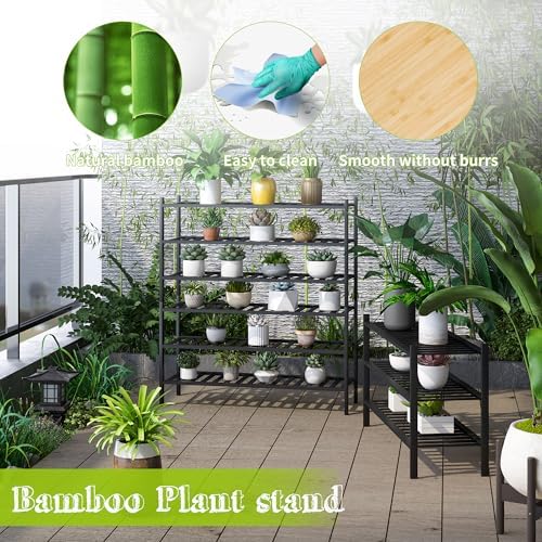 BMOSU 6-Tier Bamboo Extended Shoe Rack Premium Stackable Shoe Shelf Storage Organizer for Hallway Closet Living Room Entryway Organizer (Black Bamboo) - Image 6