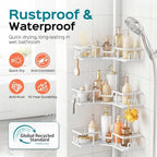 HAMITOR Corner Shower Organizer, 4-Tier Tension Pole Caddy with Hook, White - Image 2