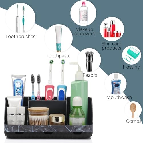 GFWARE Marble Black Toothbrush Holder for Bathrooms, Bathroom Sink Storage - Image 5