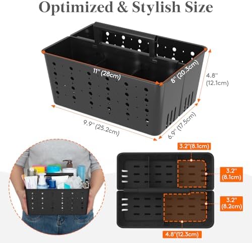 Lifewit Portable Shower Caddy, Plastic Basket Organizer, 2 Pack, Black - Image 2