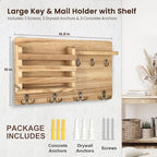 Nekon Mail Holder for Wall, 16.8 Inch Mail Organizer, Wood - Image 7