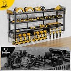 POKIPO 49" W Large Power Tool Organizer Wall Mount, 4 Layer Heavy Duty Loads 800 lbs, Tool Storage Rack Holds 12 Cordless Drills, Large Capacity Battery Holder for Garage, Gift for Men - Image 5