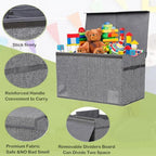 YOLOXO Toy Box Chest, Collapsible Sturdy Storage Bins with Lids, Extra Large Kids Toy Storage Organizer Boxes Bins Baskets for Kids, Boys, Girls, Nursery Room, Playroom, Closet (Linen Gray) - Image 3