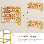 Tajsoon Expandable Shoe Rack for Closet 4 Tier, 28“-41“Stackable, Gold - Image 6
