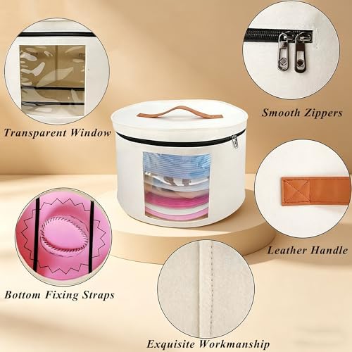 Hat Boxes for Women Storage 16.93" D*10.24" H Caps Carrier Case Organizer - Image 6