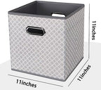 Black Foldable Storage Cubes Bins , Fabric Storage Box Cubes Organizer Baskets with Dual Handles for Home Organizer Grey Light - Image 2