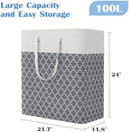 BlissTotes 3-Pack Laundry Basket, Laundry Hamper, Light Grey, 100L - Image 2