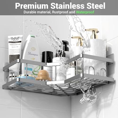 AKTECKE Corner Shower Caddy Bathroom Organizer: Adhesive Shower Rack Bathtub Shelves - 3Pack No Drilling Shower Shelf - Stainless Steel Rustproof Bath Tub Organizer - Image 5