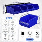Maitys Wall Mounted Storage Bins Parts Plastic Hanging Stackable, Blue - Image 2