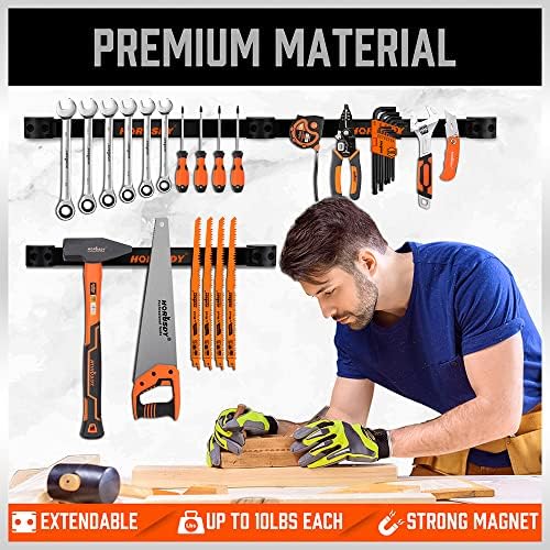 HORUSDY 12" Magnetic Tool Holder Strip, 4-Pack Tool Magnet Bar for Garage Organization, Shop Organization, Mounting Screws Included - Image 6