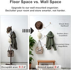 SKOLOO Hat Rack for Wall with 11 Hooks, 24 inch Solid Wooden, Modern, Huge Coat Rack Wall Mount for Coats, Hats, Bags, Cowboy Caps, Baseball Caps, Natural on White - Image 5