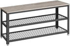 VASAGLE 3-Tier Shoe Rack, Storage Bench with Metal Mesh Shelves and Seat by Unknown