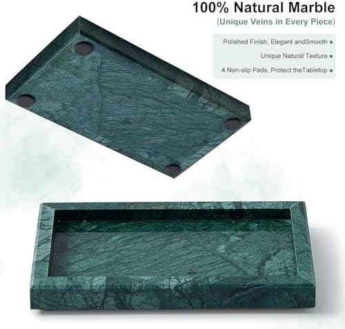 Natural Small Marble Vanity Tray, Luxury Stone Organizer for Bathroom & Kitchen | Holds Soap Dispenser, Jewelry, Perfume | Non-Resin, Non-Ceramic Décor - Image 3