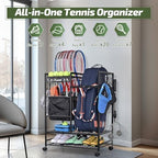 PLKOW Tennis Bag Organizer Tennis Racket Storage Rack, Tennis Equipment Holder for Bags, Balls, Racquet & Accessories, Versatile Gear Organizer for Garage, Club, or School - Image 2