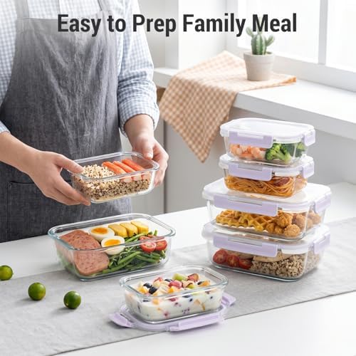 10 Sets 36 oz & 12 oz Glass Food Storage Containers with lids, Purple - Image 6