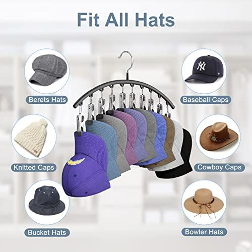 Yecuip Hat Hangers for Closet,Hat Organizer Racks for Base Ball Caps 2 Pack - Image 5