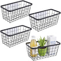 4 set Hanging Wall Basket Organizer,Over the Cabinet Door Wire Baskets for Organizing -Space-Saving Hanging Baskets for Organizing,Wall Mount Storage,No Drilling Adhesive Wall Storage Basket, Black by HomeSpaceStorageBasket