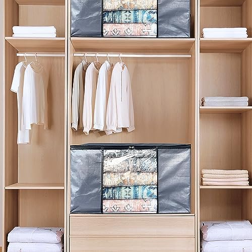 Cosy Family 6 Pack 90L Heavy Duty Extra Large Moving Bags with Reinforced Handle - Strong Handles & Zippers, Storage Totes For Space Saving, Fold Flat, Alternative to Moving Box, Grey - Image 5