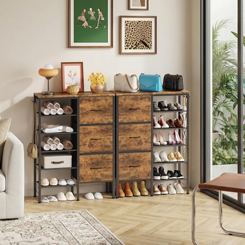 YAOHUOO Shoe Rack Organizer with 3 Fabric Drawers, 6 Tier Shoe Cabinet Storage, Multi-Use Metal Shelf for Entryway,Closet,Living Room - Image 7