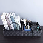 Posprica Woven Storage Baskets for Organizing, Small Baskets Cube Bin Container Tote Organizer Divider for Drawer, Closet, Shelf, Dresser, Set of 4(Dark Grey) - Image 6