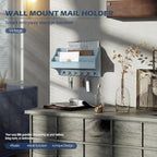 Rebee Vision Mail Organizer Wall Mounted with 6 Key Hooks for Home, Blue - Image 3