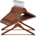 TOPIA HANGER Wooden Hangers 30 Pack, Space Saving Coat Hanger with 360° Swivel Cascading Loop Hook, Non Slip Pants Bar and Shoulder Notches for Camisole, Jacket, Suit (Walnut) -CT74WA30 by TOPIAHANGER