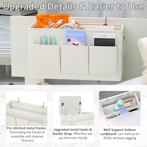 Bedside Caddy Storage Organizer for Bed Rails, Bed Caddy with 6 Pockets - Image 3