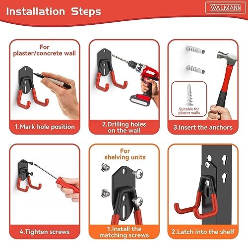 WALMANN Garage Storage Hooks, Wall Mount Utility Hooks for Tools - Image 5