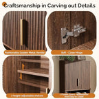 VINGLI Over The Toilet Storage Cabinet, Mid Century Modern Bathroom Organizer with Fluted Doors, Freestanding Wooden Space Saver Stand with Adjustable Shelves for Laundry, Dark Walnut - Image 4