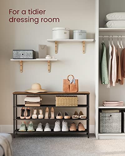 VASAGLE 4-Tier Shoe Rack, 15-18 Pairs, Steel Frame - Image 4
