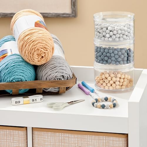 STORi Bella Stackable Clear Plastic Container (Set of 3) Round Vanity Storage Organizers with Lids for Hair Accessories & Beauty Supplies | Made in USA - Image 3