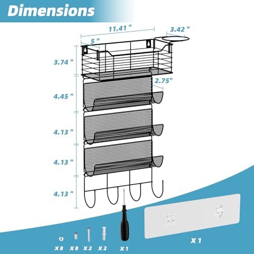 4 Tier Hair Tool Organizer Wall Mount, curling iron holder Basket, Black - Image 6