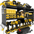 Spampur Power Tool Organizer Wall Mount with Charging Station, 15 Min Assembly & Maximum 420lb Load by Heavy Duty Metal, 8 Slots for Cordless Drill, Tool Battery Holder with 6 Outlet Power Strip by Spampur