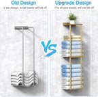 Liuoud Towel Rack for Bathroom, Wall Mounted Vertical Rolled Towel Storage Organizer Holder with Shelf, Holds Up 6 Large Bath Sheets, Gold - Image 5
