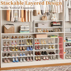 X-cosrack White Stackable Shoe Rack for Closet, Expandable 31.6-39.4 Inches 2-Tier Wooden & Metal Shoe Storage Shelf, Free Standing Shoe Rack for Entryway Bedroom Small Space - Image 4